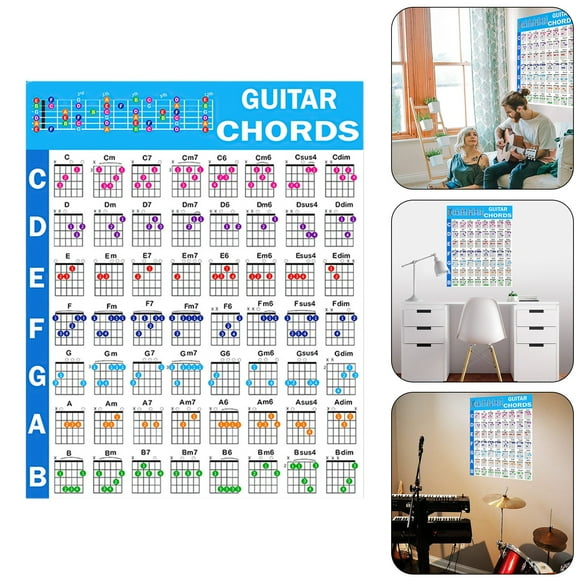 Home Decor Clearance Beginner Guitar Chord Poster Basic Chords Sheet Learn To Play GuitarYears Resolution Canvas Art Poster And Wall Art Picture Print Modern Family Bedroom Decor Posters, Sky Blue