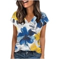thumbnail image 2 of Zivyakyron Summer T Shirts for Women V-Neck Short Sleeve Tops for Women Trendy Print Beach Tunic Loose Casual Tops, 2 of 7