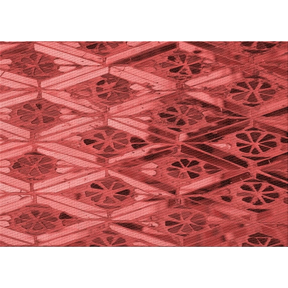 Ahgly Company Machine Washable Indoor Rectangle Transitional Red Area Rugs, 5' x 8'