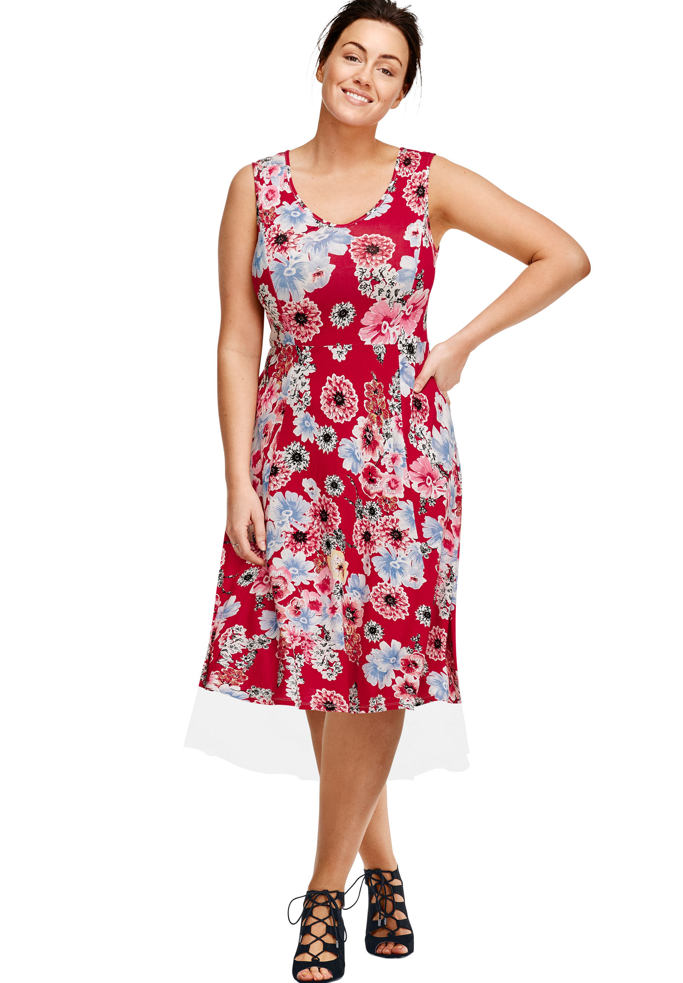 ellos Womens Plus Size Fit and Flare Knit Dress