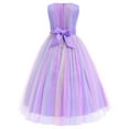 thumbnail image 3 of IBTOM CASTLE Little Big Girls Flower Tulle Dress Princess Pageant Wedding Birthday Party Formal Long Dance Evening Maxi Gown 9-10 Years Rainbow Purple, 3 of 8