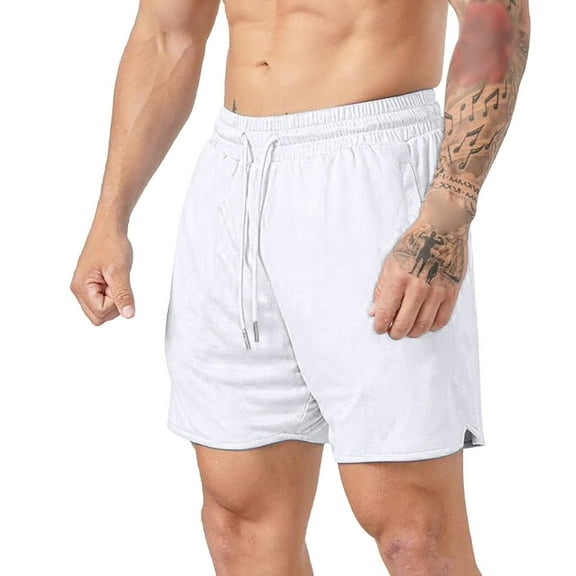 Ierhent Swimtrunks Men's Swim Trunks Quick Dry Board Shorts with Zipper Pockets Beach Shorts Bathing Suits for Men - No Mesh Liner White,L