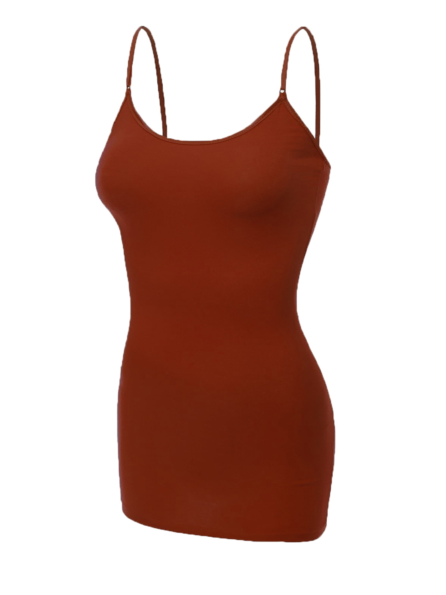 Essential Basic Women's Basic Casual Long Camisole Cami Top Plus Sizes -  Burgundy, 2XL 