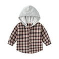 thumbnail image 2 of NAISIBABY Boys Shirt Jackets, Classic Checked Casual Long Sleeve Hooded Jacket Wine 4-5T, 2 of 3