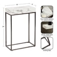 thumbnail image 5 of Kate and Laurel Karlsen Modern Faux Marble and Metal Narrow Side Table, 16 x 8 x 24, White and Gray Gunmetal, Minimal Slim End Table for Use as Bedroom Nightstand or Entryway Accent, 5 of 9