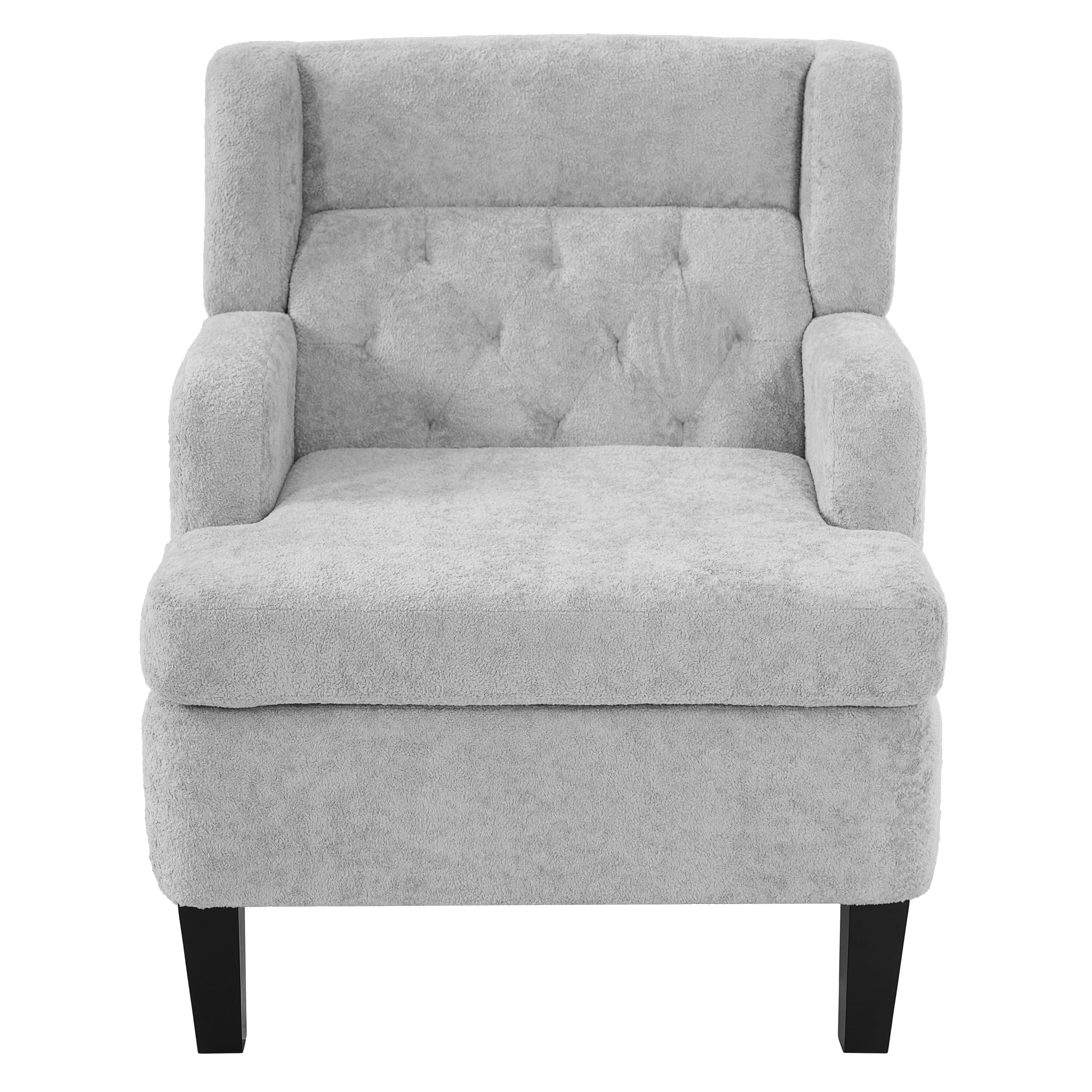 Euroco Modern Accent Chair,Upholstered Armchair with Solid Wood Frame,Comfy Reading Chair,Living Room Chair for Bedroom, Guest Room,Light Grey