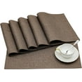 thumbnail image 6 of Placemats Set of 6 for Dining Table Washable Kitchen Table Placemats Heat Resistant Cloth Linen Table Mats Double Layer Water Absorbent Place Mats, Brown, 6 of 6