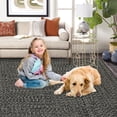 thumbnail image 5 of Hallway Runner Rug 2x6 Feet Print Braided Washable Runner Rug, Non-Slip Stain Resistant Area Rug Farmhouse Solid Printed Weaving Kitchen Mat Entryway Carpet Rug for Bedside, Grey/Brown, 5 of 7