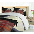 thumbnail image 5 of Ambesonne Moon Duvet Cover Set, Sillhouette Cat Resting, King, Black Ivory Vermilion, 5 of 6