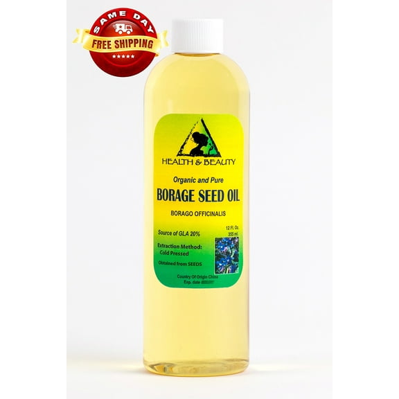 Borage Seed Oil Organic Carrier GLA-20% Cold Pressed Premium 100% Pure 12 oz