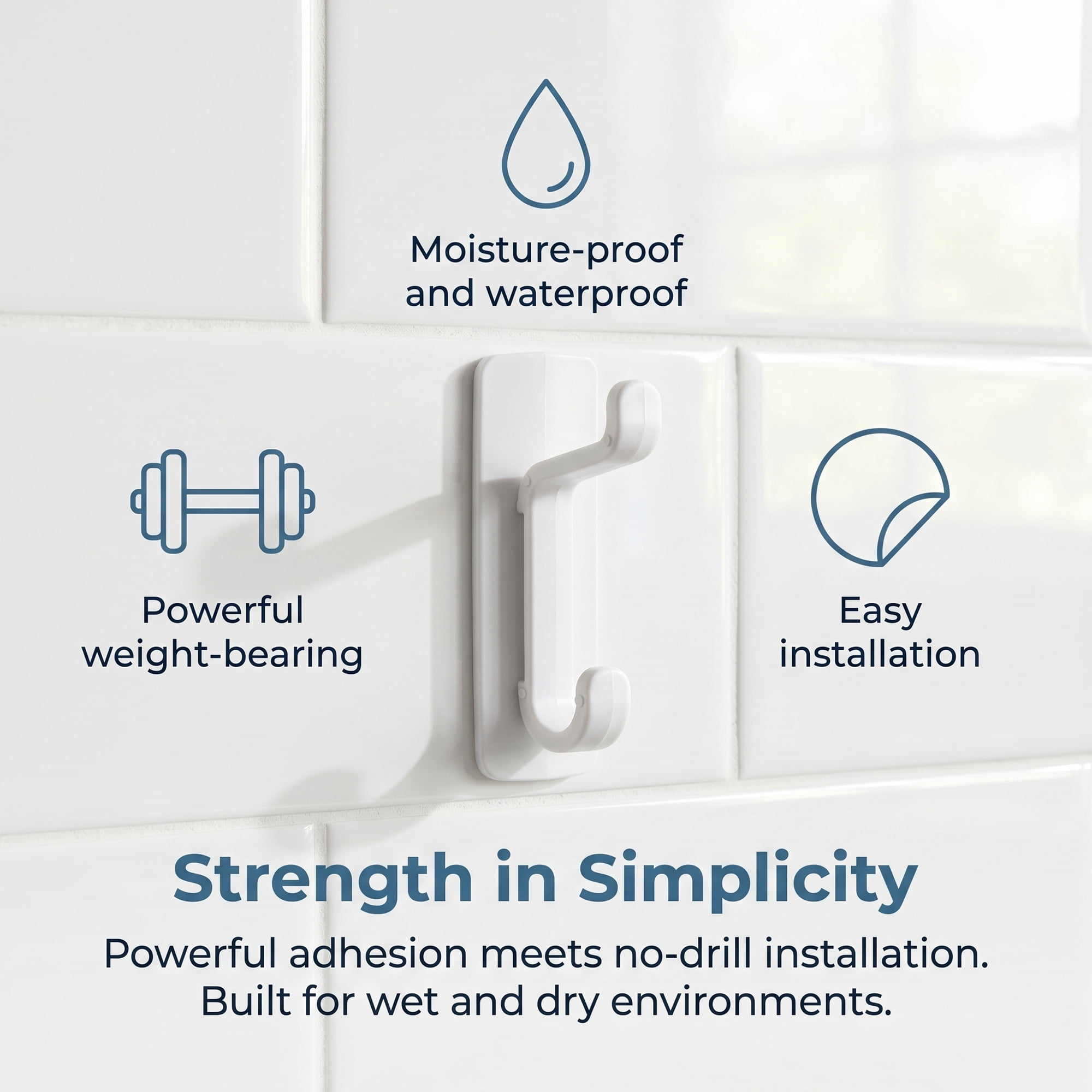 Unique Bargains 8Pcs Utility Hooks ABS Durable Wall Hooks White