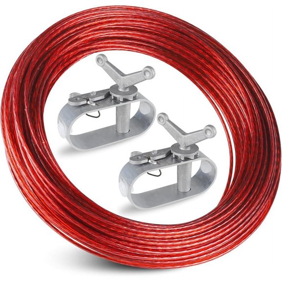 Pool Cover Cable and 2 Winches, Plastic Coated Steel Cable, Aluminum Spring Spine,Ratchet for Securing Above Ground
