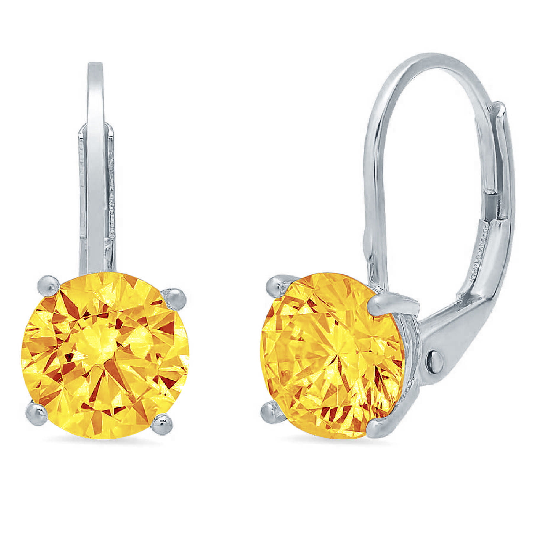 14k Yellow & White Gold Teardrop CZ Dangle Stud Screw Back Earrings Tourmaline White Gold