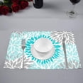 thumbnail image 2 of MKHERT Dahlia Pinnata Flower Turquoise Blue and Gray Placemats Table Mats for Dining Room Kitchen Table Decoration 12x18 inch,Set of 6, 2 of 4