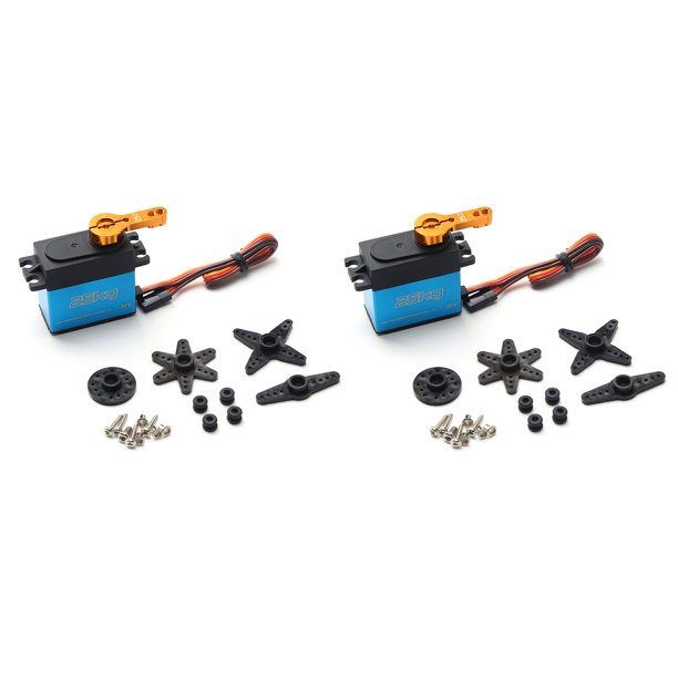 ESC, Servo Digital de 25kg de alto Torque, 2 uds., Servo de engranaje de acero inoxidable de 270 ° p Abanopi Azul/2 piezas
