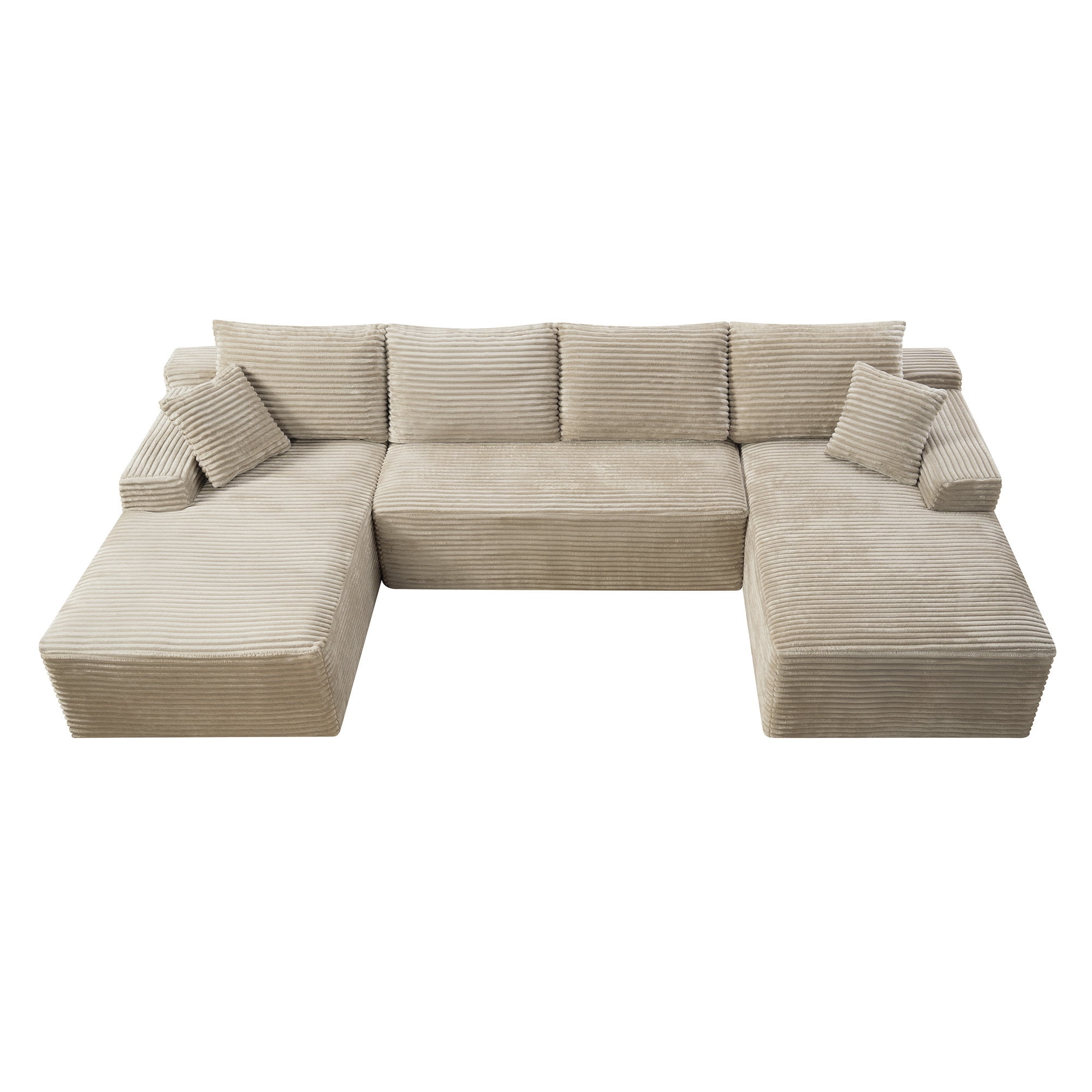 Compressed Boneless Sofa Set with Chaise Lounge, Upholstered Corduroy Couch for 5-6, U-Shaped Modular Sectional Sofa