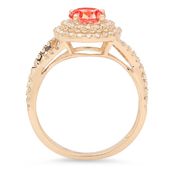 1.3125 ct Round Cut Simulated Red Diamond Halo Engagement Ring for Women in 18K Yellow Gold