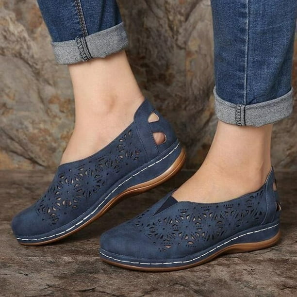 Zapatos vintage para mujer Tacón de cuña hueco Sandalias romanas informales para mujer Wmkox8yii sa4688