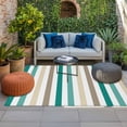thumbnail image 2 of Teal Brown Stripe Outdoor Rug for Patio/Deck/Porch, Non-Slip Large Area Rug 5 x 8 Ft, Gradient Geometric Vertical Striped Indoor Outdoor Rugs Washable Area Rugs, Reversible Camping Rug Carpet Runner, 2 of 8
