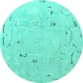 thumbnail image 1 of Ahgly Company Machine Washable Indoor Round Oriental Turquoise Blue Traditional Area Rugs, 3' Round, 1 of 4