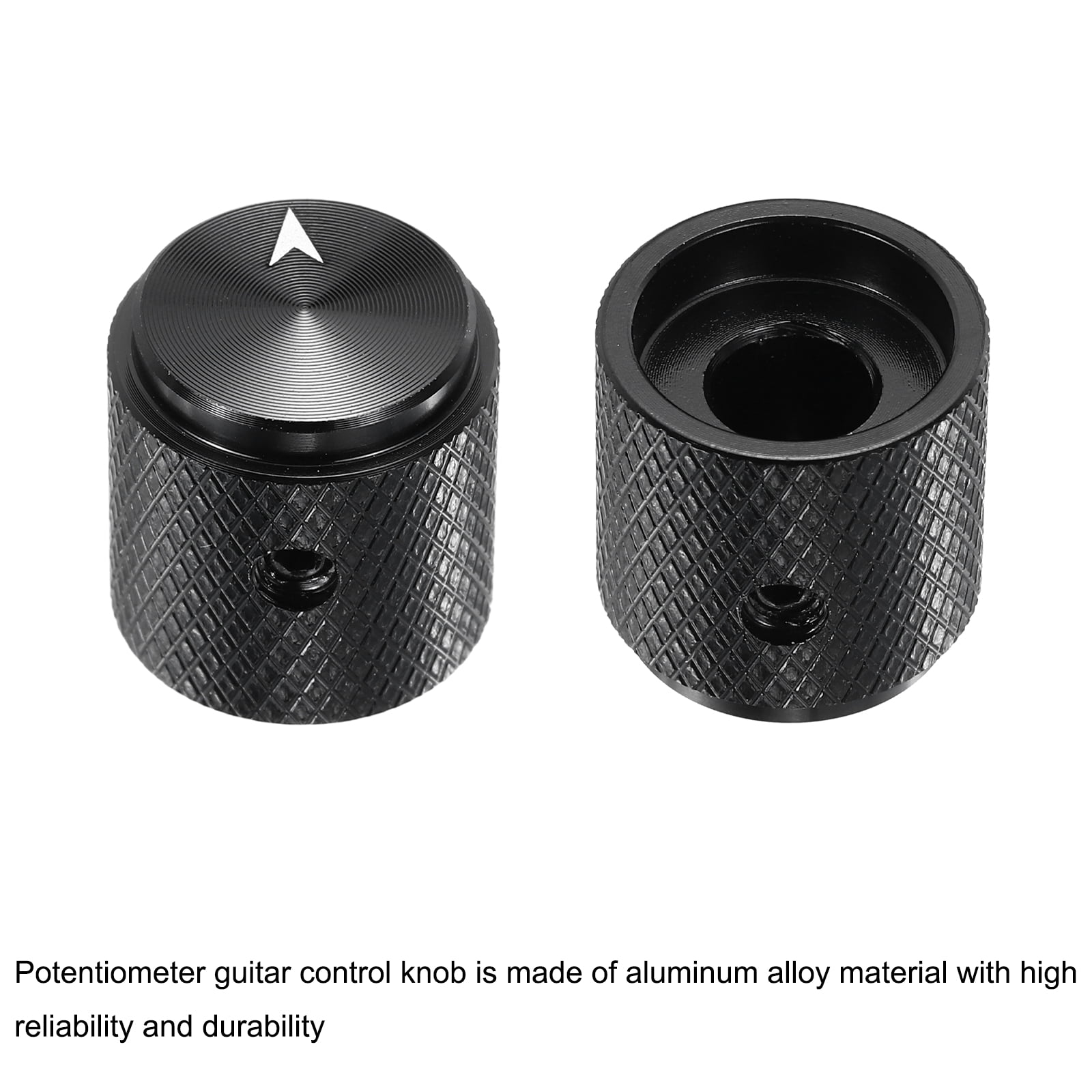 Uxcell 8 Pcs Aluminium Potentiometer Knobs, 1/4"(6mm) IDx5/8"(15mm) ODx5/8"(15mm) Height Universal Volume Tone Control Knobs for Guitar, Bass, Arrow Indicator, Black