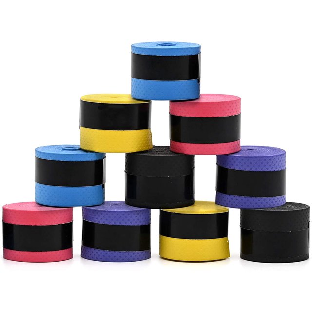 Paquete de 10 empuñaduras para raquetas de tenis multicolores antideslizantes y que absorben el sudor para tenis, bádminton y squash