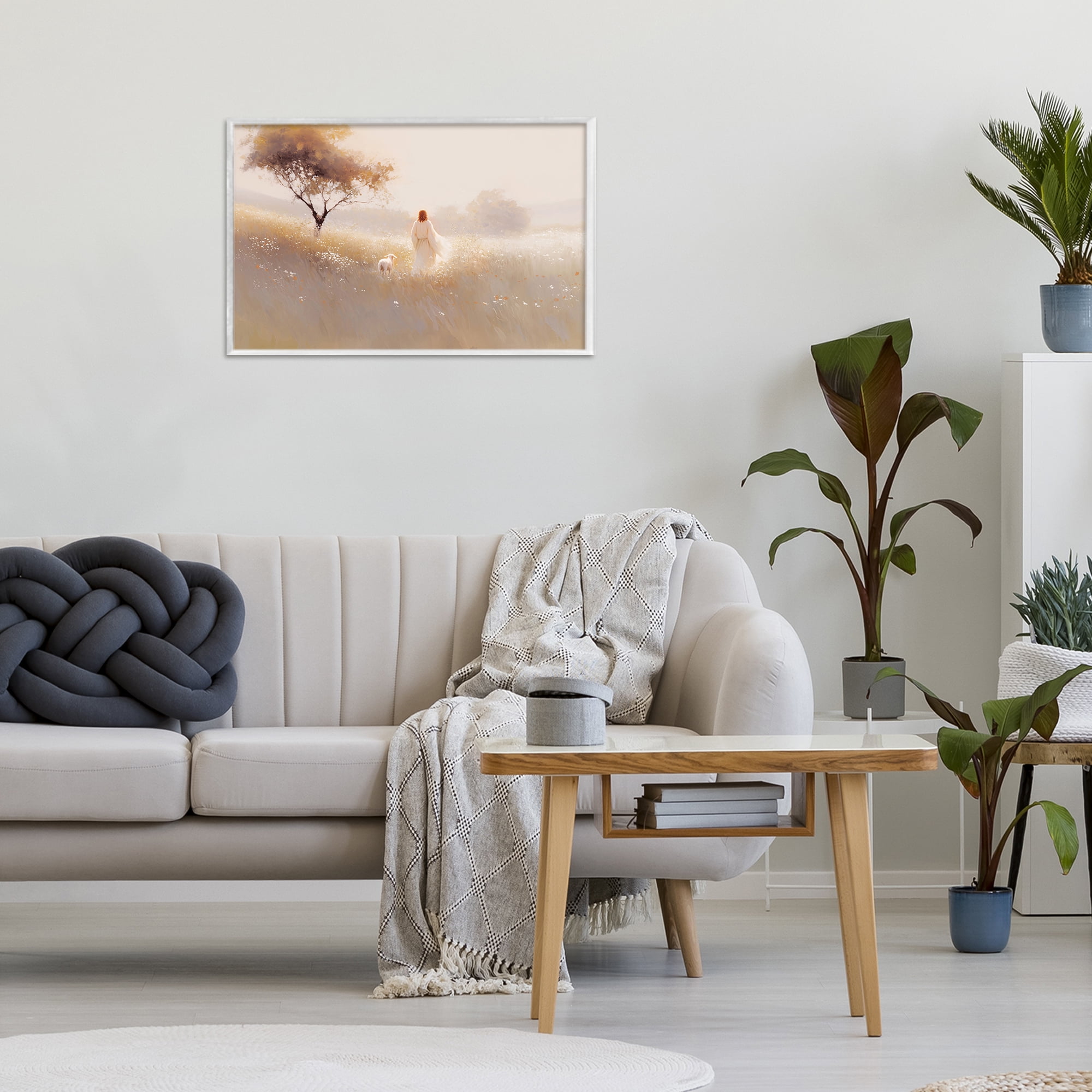 Stupell Industries Spiritual Shepherd & Lamb White Framed Giclee Art, design by Jacky Ngan