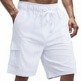 thumbnail image 6 of BXINGOHAI Men's Cargo Shorts with Elastic Waistband - Work Shorts with Pockets no Lined Stretch Outdoor Hiking Shorts White,S, 6 of 6