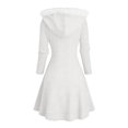 thumbnail image 5 of Women's Cardigan Dress Hooded Dress Longline Knit Fleece Trim Solid Color Casual Winter Dress for Loungewear Holiday,White,XL, 5 of 7