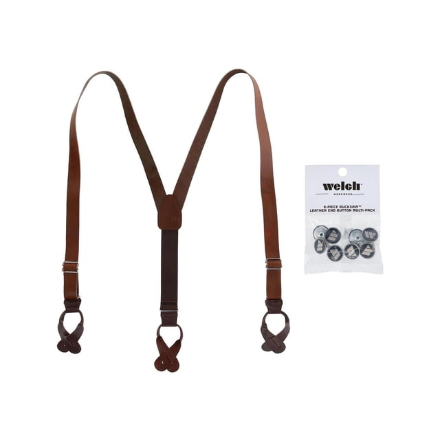 CTM® Coated Leather Button-End Y-Back Suspender with Bachelor Buttons (Men's)