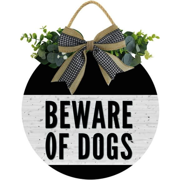 Eveokoki 12" Door Decor Sign,Rustic Hanging Beware Of Dog Wooden Signs Family Sign Rustic Wall Decor Indoor and Outdoor Vintage Wooden Decoration Farmhouse Primitive