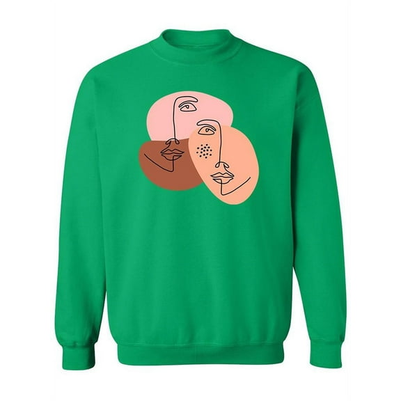 Line Art Faces Sweatshirt Women -Image by Shutterstock, Female Large