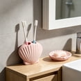 thumbnail image 4 of chaungfeng Ceramic Shell Toothbrush Holder, Pink Seashell Design with 2-Slot, Modern Toothbrush Organizer, Decorative Stand for Bathroom Sink and Countertop (Pink), 4 of 6