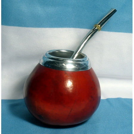 

Mate Gourd Yerba Cup With Bombilla Straw Set Stainless Steel Handmade Argentina