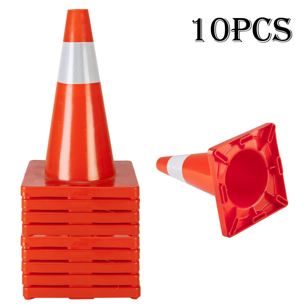 Oshion 10Pcs Traffic Cones 18" Orange Slim Fluorescent Reflective Road Safety C 