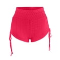 thumbnail image 4 of QLEICOM Women's High Waist Hip Stretch Yoga Shorts Tummy Control Fitness Athletic Workout Running Shorts with Deep Pockets Workout Out Biker Shorts Red S, US Size 4, 4 of 5
