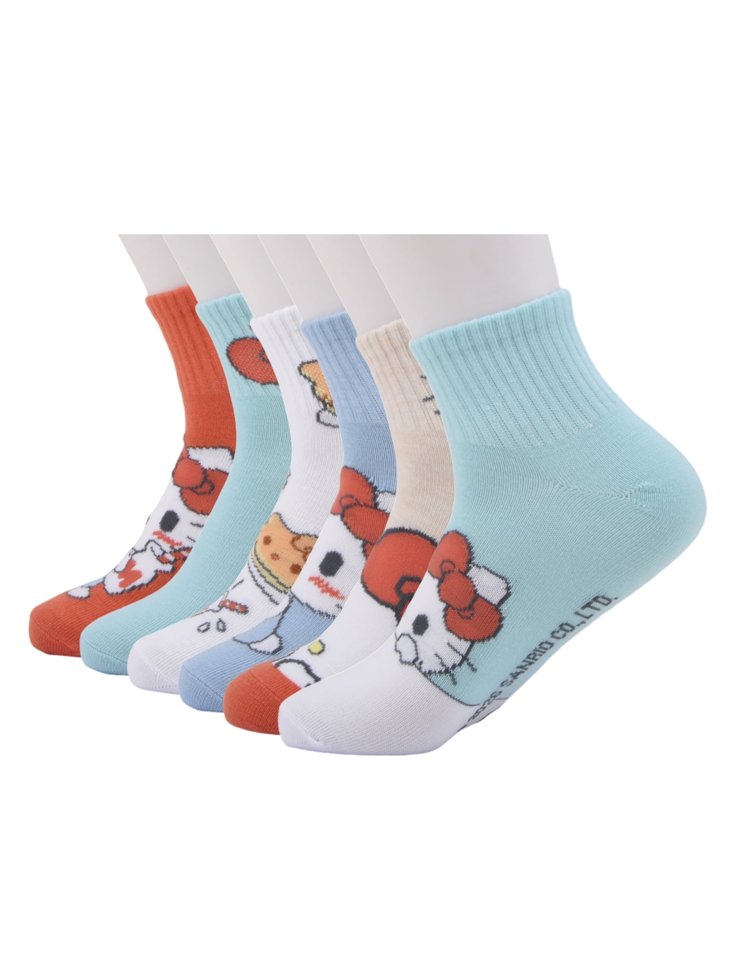 Hello Kitty Girls 6-pack Ankle Socks, Sizes S-L