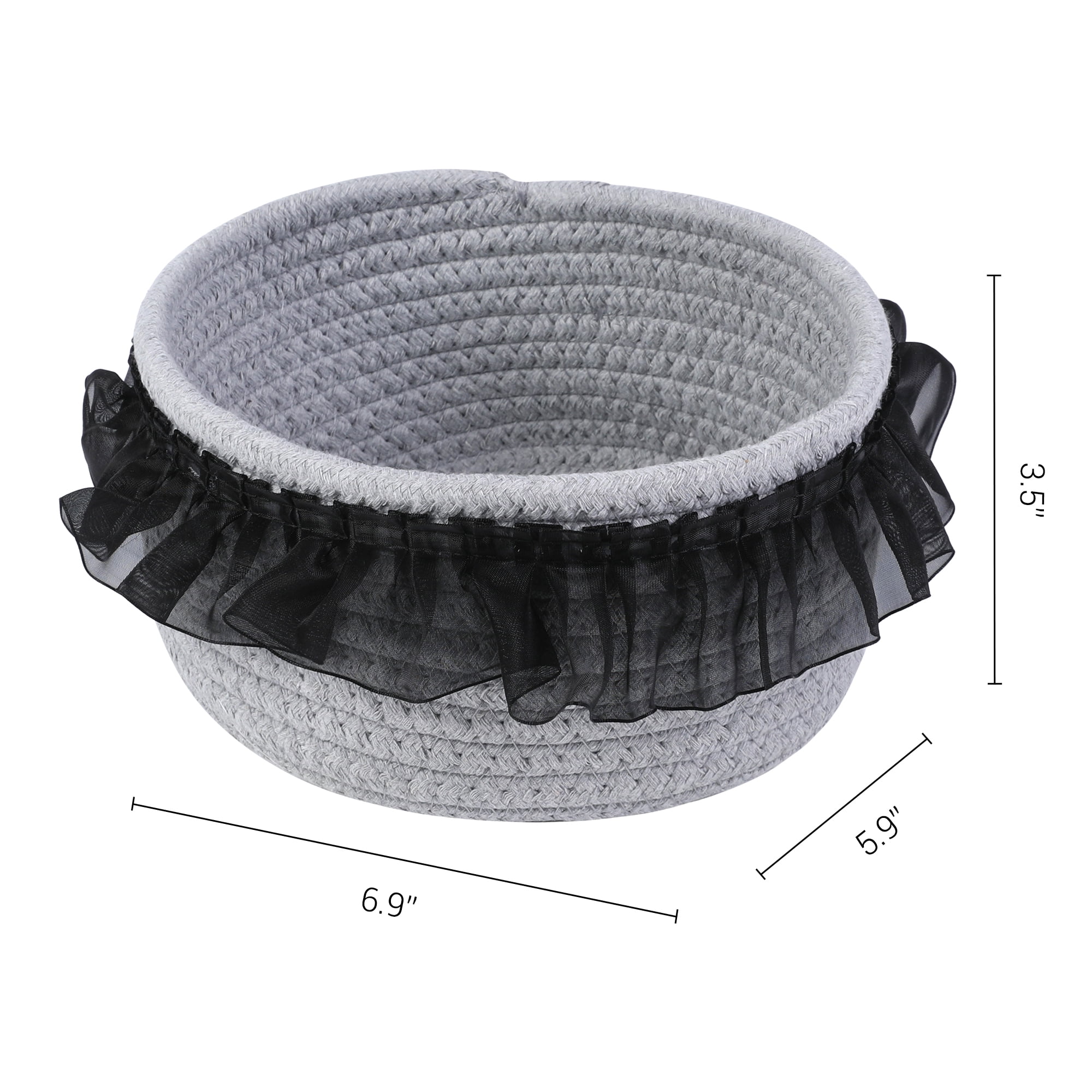 Unique Bargains Woven Storage Basket for Entryway Desk Gray/Black 6.9*5.9*3.5in