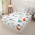 thumbnail image 2 of Metsweet Cartoon Dinosaur Zipper Full Size Comforter Sets with Fitted Sheet and 2 Pillowcases, Watercolor Jungle Animal Zipper Bedding Set,4pcs, 2 of 6