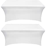 YourChairCovers 8 Ft. Rectangular Stretch Tablecloth White By