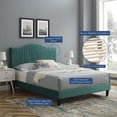 thumbnail image 4 of Tufted Platform Bed Frame, Full Size, Velvet, Teal Blue, Modern Contemporary Urban Design, Bedroom Master Guest Suite, 4 of 10