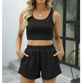 thumbnail image 2 of SMZ Two Piece Summer Outfits 2 Piece Sets 2025 Sleeveless Matching Lounge Crop Top High Waisted Short, 2 of 4