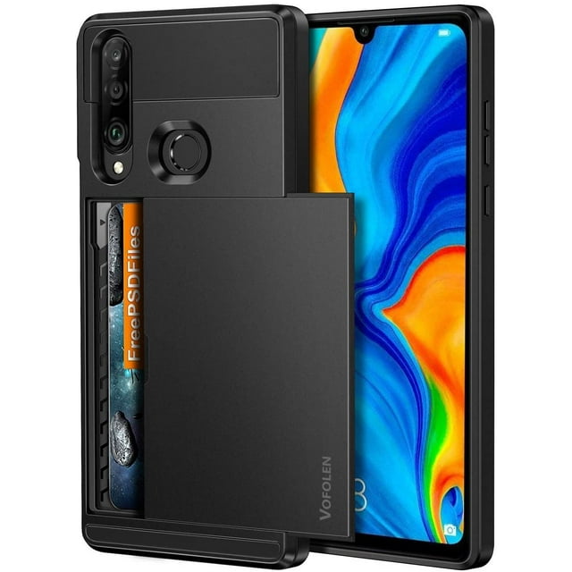 Vofolen Cover for Huawei P30 Lite Case Wallet Credit Card Holder ID Slot Hidden Pocket Dual Layer Scratch-Proof Protective Hard Shell Rugged Hybrid Bumper Rubber Armor Case for Huawei P30