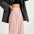 thumbnail image 6 of Business Office Slacks Dress Pants For Women Elegant High Rise Pleated Wide Leg Pant Ladies Button Closure Flowy Suit Pant Lightweight Straight Trousers, 6 of 6