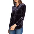 thumbnail image 1 of 1.STATE Camisa con botones de terciopelo para mujer, azul, pequeña 1.STATE Camisa con botones, 1 of 2