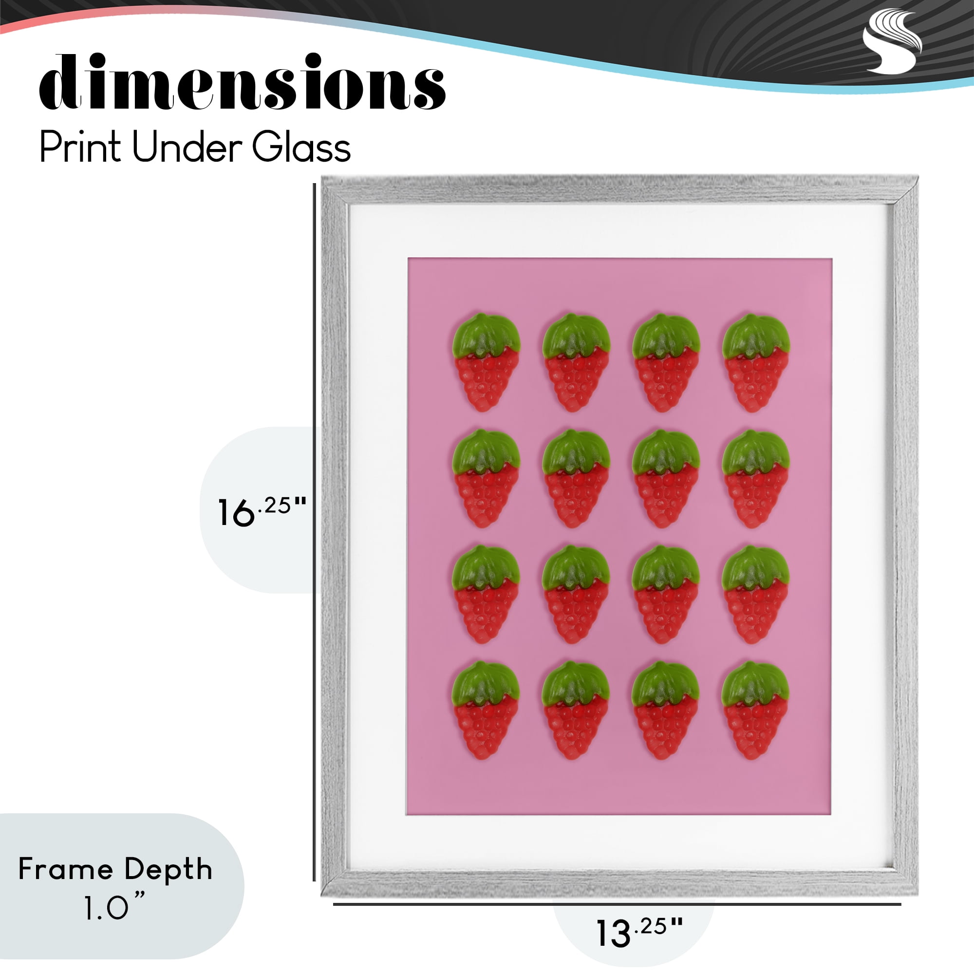 Stupell Industries Gummy Strawberry Candy Pattern Gray Framed Print Under Glass, design by LISH Creative