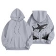 thumbnail image 4 of Fiaer Women's Hooded Sweatshirts Loose Drawstring Hoodies Ocean Theme Graphic Long Sleeve Tops with Pocket Grey S, 4 of 6
