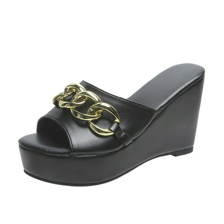 

crtigd Black Wedge Shoes for Women Comfortable Sandals Band Women s Summer Beach Elastic Weave Breathable Open Shoes Toe Wedges Women s Wedges