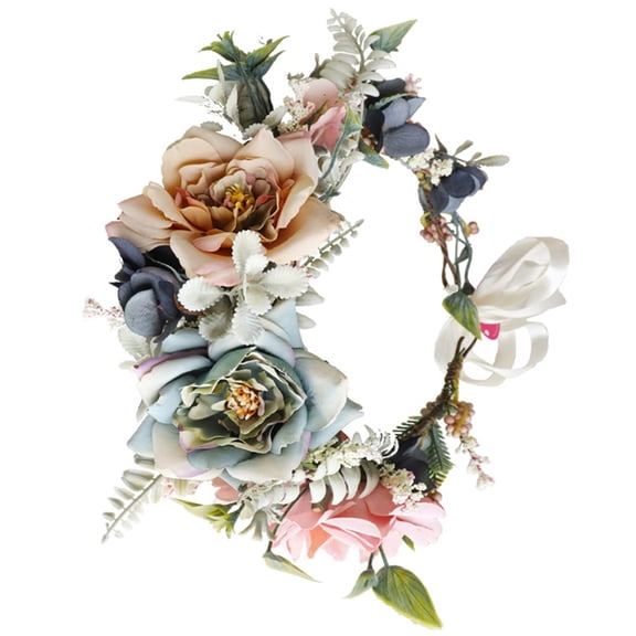 LEORX Floral Wedding Hairband with Realistic Multicolor Flowers Adjustable Bridal Headpiece