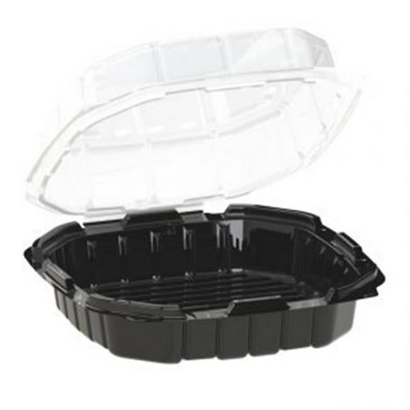 Anchor Packaging Black Hinged Take Out Crisp Container, 9" x 9",  32 oz | 100/Case
